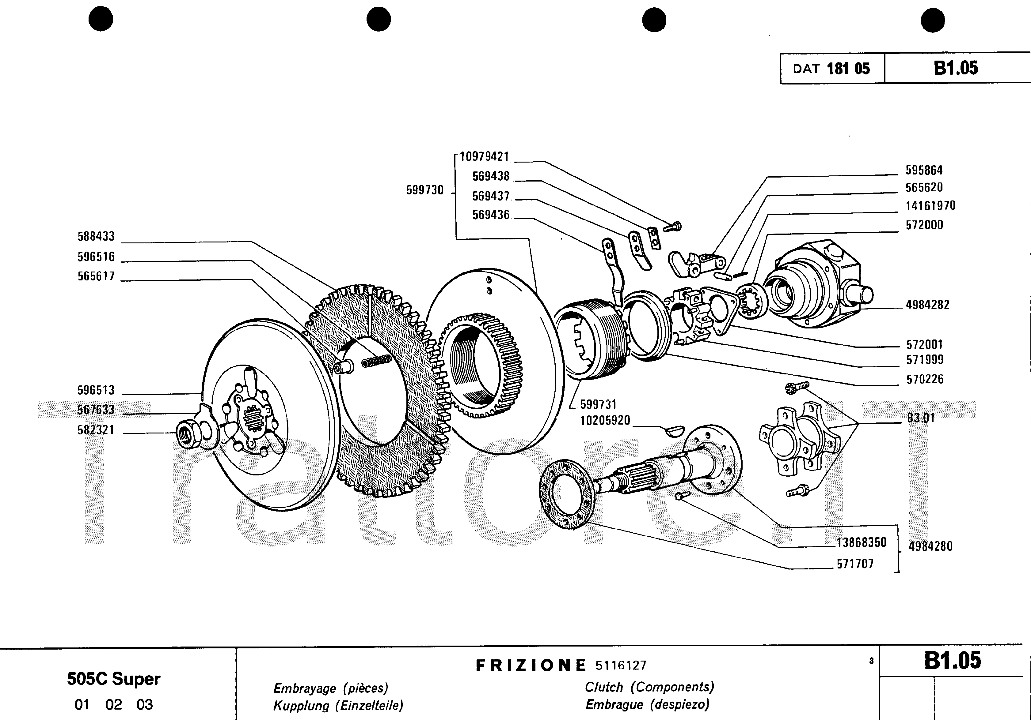 Esploso Frizione Centrale Fiat 505C